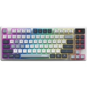 MSI FORGE GK600 TKL Sky šedá / Bezdrôtová herná klávesnica / mechanická / 2.4GHz / BT / USB-C / RGB / display / CZ Layou (S11-43CSP01-HH9)