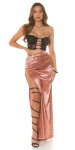 Sexy Koucla draped Maxi Skirt in Satin Look black XL