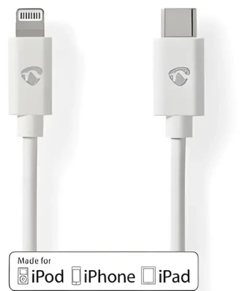 Nedis Lightning kábel 2 m biela / Dátový kábel / USB-C (M) - Lightning 8-pin (M) / USB 2.0 / 480 Mbps (CCGL39650WT20)