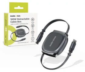 Mobile Origin CB7 Space Grey / Samonavíjací kábel / USB-C na USB-C / 100 W / 1 m (MO-CB7-SPG)