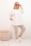 Dámska blúzka v nadmernej veľkosti s bavlnou, vreckom a vyhrnutými rukávmi biela UNI