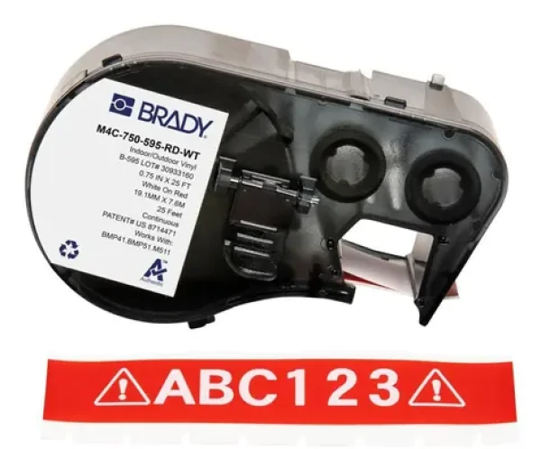 BRADY Vinylová páska pre M410/BMP41/M510/BMP51/BMP53/M511 červeno-biela / Páska do tlačiarne štítkov / Š 1,91 cm (M4C-750-595-RD-WT)