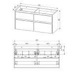 Mereo Opto, kúpeľňová skrinka s keramickým umývadlom 121 cm, dub Riviera CN923
