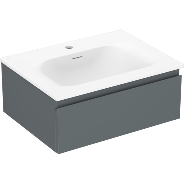 MEXEN/S - Orio kúpeľňová skrinka 60 cm s umývadlom Vela, 1 šuplík, grafit mat/biela mat 91A10-06023-1-BF66-W23M01