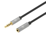 Manhattan Aux 3,5 mm / Predlžovací audio kábel / Jack 3,5 mm samec-samica / 3 m / čierna, strieborná (356046)