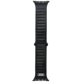 Audi Logo Magnetic Ring čierna / Kožený remienok pre Apple Watch / 44/45/46/49mm / Magnetické zapínanie (AU-GL-AW44-49-GT/D2-BK)