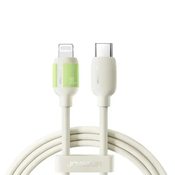 Joyroom S-A53 Nabíjací kábel s fluorescenčným hrotom USB-C (M) - Lightning (M) 30W 2m béžová (6956116730703)