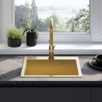 REA REA - Oceľový drez Leo 50 BRUSH GOLD s kuchynskou batériou KPL-96004