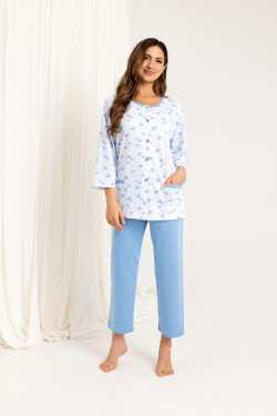 Regina 723 7/8 M-XL Z25/26 dámske pyžamo bez zipsu modrá L
