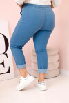 Dámske bavlnené nohavice s elastickým pásom a kravatami Light Denim 5XL