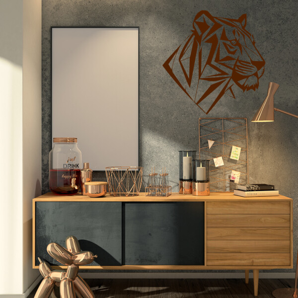 Veselá Stena Samolepka Profil Tigra Farba: hnědá, Veľkosť: 60 x 60 cm