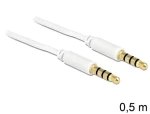 DeLock Jack 3,5 mm 4pin biela / Audio kábel / 0,5 m / Pozlátené konektory (83439)