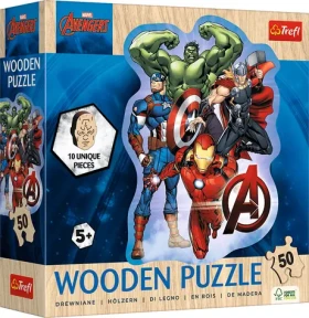 Trefl - Puzzle - Drevené obrysové puzzle Avengers a ich dobrodružstvo
