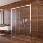 Mereo Sprchovací kút, Lima, obdĺžnik do priestoru U, štvordiel.,zasun.,100x140x100 cm, chróm ALU,sklo Číre CK85833K