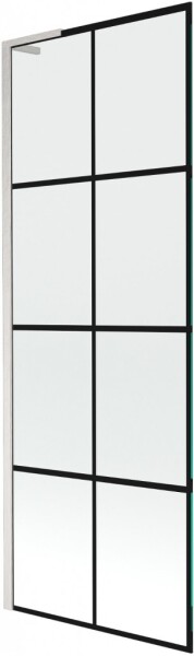 MEXEN/S - Next L vaňová zástena FIX 70 x 150, čierna vzor, nikel kartáčovaná 895-070-000-03-77-97