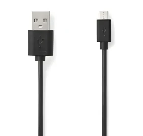 Nedis USB 2.0 kábel čierna (CCGL60501BK10) / Kábel USB / USB-A - Micro-B / 480 Mbps / 1 m (CCGL60501BK10)
