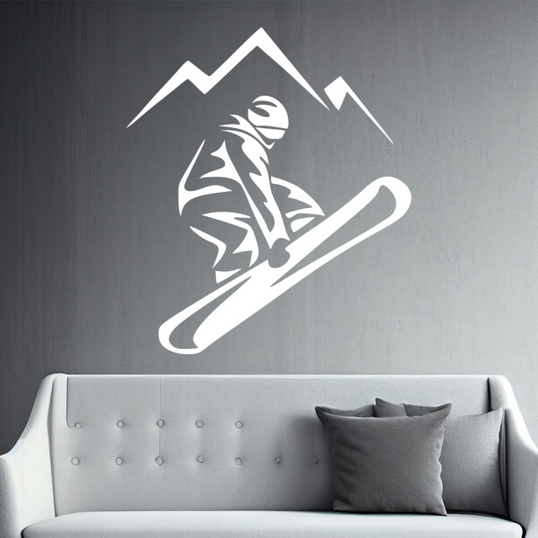 Veselá Stena Samolepka Snowboardista Farba: bílá, Veľkosť: 60 x 69 cm