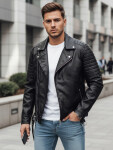 Pánska kožená bunda čierna FashionStreet TX4734 L