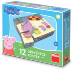 Dino Drevené obrázkové kocky Peppa Pig 12 kociek