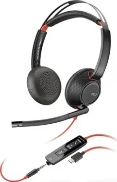 Poly Blackwire C5220 čierna / Náhlavná súprava / mikrofón / dve slúchadlá / 3.5mm jack / USB-C (805H3AA)