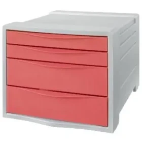 Esselte Colour'Breeze koralová / Zásuvkový box / 4 zásuvky / 28,1 × 36,5 × 24,4 cm (628457)