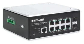 Intellinet 8- Port Gigabit PoE+ Switch / Switch / Managed L2+/L3 / 2x SFP / DIN lišta / IP30 (508278)