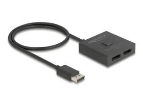 DeLock DisplayPort Switch 2:1 čierna / Prepínač / Obojsmerný / 8K / 50 cm (18906)