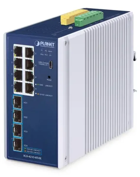 Planet IGS-4215-8T4X / Switch priemyselný / L2/L4 / 8x GbE RJ-45 / 4X SFP / DIN / IP30 (IGS-4215-8T4X)