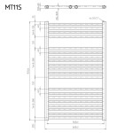 Mereo Vykurovací rebrík, rovný, 600x970 mm, biely, stredové pripojenie MT11S