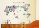 Veselá Stena Samolepka Mapa Sveta s vlajkami