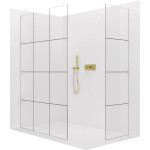 CERANO - Sprchová zástena Walk-in Crystal TL/P - 8 mm - bezvzperový systém - zlatá, industriálne sklo - 150x140x200 CER-8050BD5877