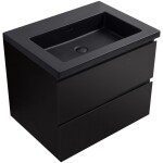 CERANO - Kúpeľňová skrinka Carole - čierna matná + umývadlo z lit. mramoru Ovo - čierna matná - 70,5x53x46,5 CER-8050BD85870
