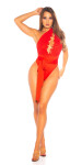 Sexy Backless Plunging V-Neck Bodysuit red Einheitsgroesse