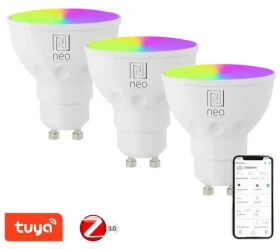 Immax NEO SMART 3x LED žiarovka GU10 4,8 W RGB+CCT / Sada žiaroviek / farebná a biela / stmievateľná / Zigbee / TUYA (07777C)