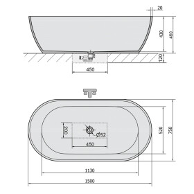 POLYSAN - REDUTA voľne stojaca vaňa liaty mramor 150x75x46cm, biela 72843