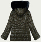 Dámska zimná prešívaná bunda v khaki farbe (V775) odstíny zelené XXL (44)