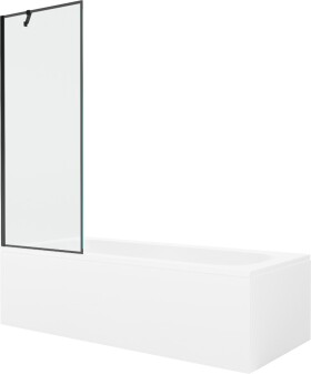 MEXEN/S - Vega obdĺžniková vaňa 180 x 80 cm s panelom + vaňová zástena 70, čierna vzor 550118080X9507007070