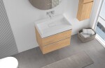 CERANO - Kúpeľňová skrinka Velora - dub medový, úchytka chróm + umývadlo z lit. mramoru Vita - biela matná - 70x63x46,5 CER-8050BD84051
