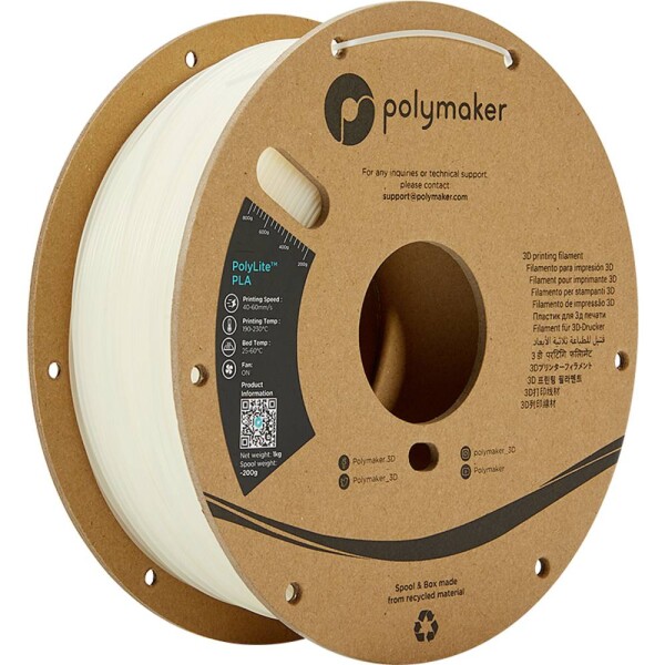 Polymaker PA02026 PolyLite vlákno pre 3D tlačiarne PLA plast 2.85 mm 1000 g prírodná 1 ks; PA02026