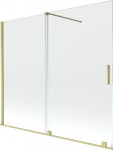 MEXEN/S - Velar Dvojkrídlová posuvná vaňová zástena 180 x 150, transparent, zlatá kartáčovaná 896-180-000-01-55