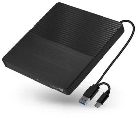 Connect IT CFF-1030-BK 3v1 SlimDrive čierna / Externá CD/DVD mechanika / USB-C + USB-A (CFF-1030-BK)