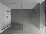 MEXEN/S - Kioto Sprchová zástena WALK-IN 125 x 120, transparent, zlatá 800-125-202-50-00-120