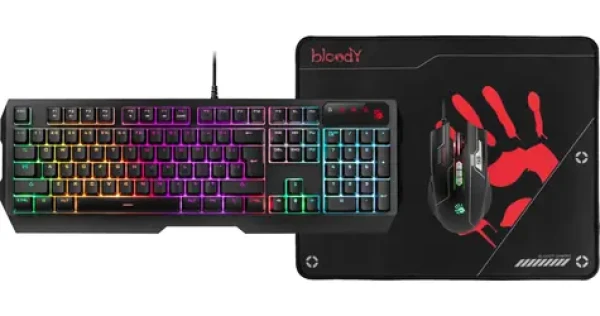 A4Tech Bloody B1700 čierna / herný set klávesnica s myšou / RGB / Anti-ghosting / 6000 DPI / USB (A4TKLA47265)