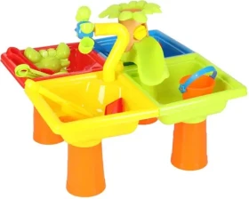 KIK Multifunkčný stolček na vodu a piesok 2v1 / Stolček so stoličkou / 45x45x22 cm / 12 dielov príslušenstva (KX3078)