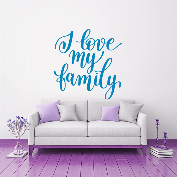 Veselá Stena Samolepka I love my family Farba: modrá, Veľkosť: 100 x 103 cm