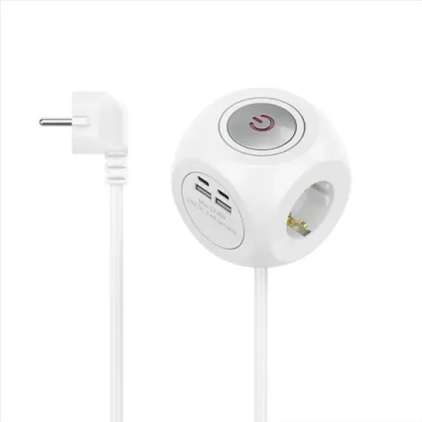 HAMA predlžovací prívod kocka / 3x zásuvka schuko / 2x USB-C / 2x USB-A / 1,4 m (223195)