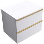 CERANO - Kúpeľňová skrinka Velora - biela matná, úchytka zlatá + doska pod umývadlo Navira Slim - 18 mm - 70x54,8x46,5 CER-664750