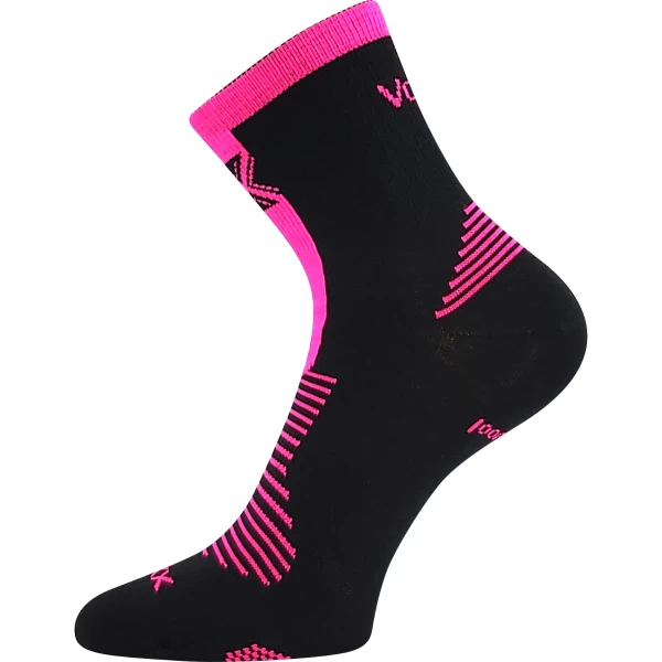 VOXX Ponožky slabé z merino WORALF s ionty stříbra ČERNÉ s neon růžovou (3 páry) 35-38 124777