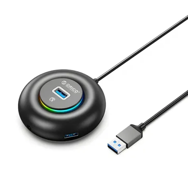 Orico YXR4-U3 čierna / USB hub / 4X USB-A 3.0 / RGB / audio Port / 0, 3M