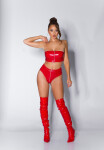 Sexy Koucla Latex look bandeau top with zip red L